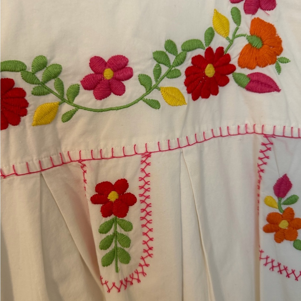 Garnet Hill Kids White dresses with floral Stitching - Picture 3 of 5